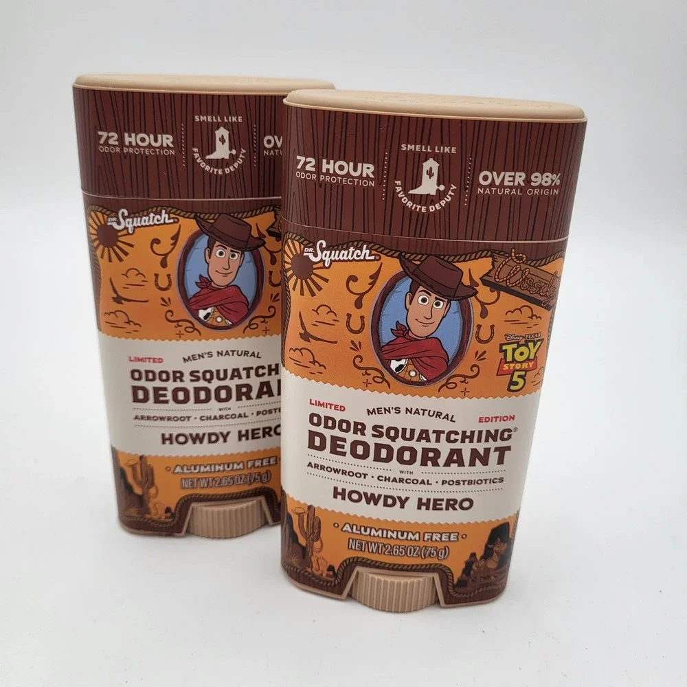 Set of 2 Dr. Squatch Woody Howdy Hero Aluminum Free Deodorant 2.65oz Toy Story